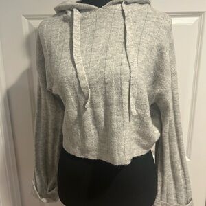 Gray Cropped Hoodie